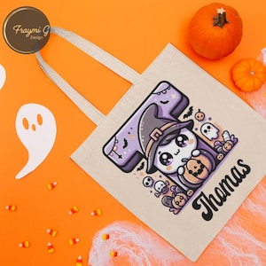 Custom Halloween Trick or Treat Bag Personalized Initial Halloween Trick or Treat Bag Halloween Bag Halloween Tote Halloween Treat Bag Tote