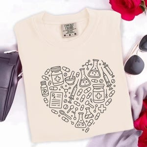 Pharmacy Tech Icons Heart Comfort Colors Shirt, Pharmacist Gift, Medicine Student Gift, Healthcare Worker Shirt, Birthdays Gifts, Nurse Gift