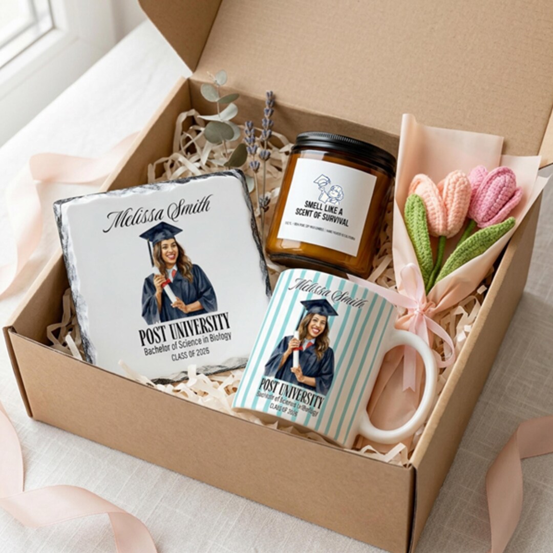 Sentimental Graduation Gift Personalized Graduation Gift Box for Her, Custom Photo Slate & Candle ...
