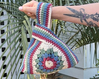 Japanese Knot Bag - Handmade Japanese Knot Bag Clutch - Crochet Wristlet Handbag