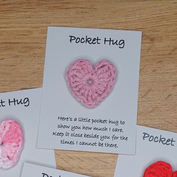 Pocket Hug Heart - Handmade Heart Shaped Crochet Pocket Hug - Unique Gift