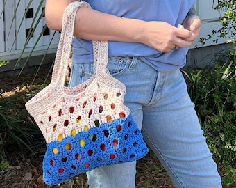 Market Bag - Handmade Farmers Market Crochet Bag - Reusable Grocery Tote for Fruits and Veggies