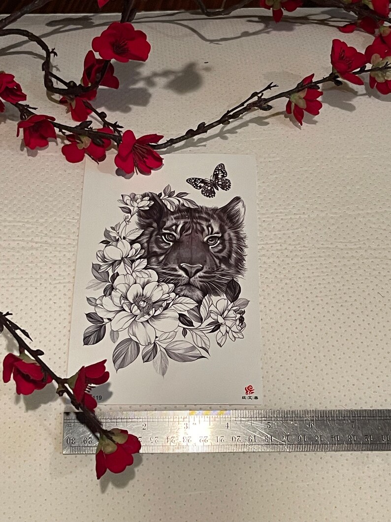 Tiger, Resin Tattoo, Floral Tiger, Resin Temporary Tattoos, Resin Tattoos, Boho Tattoos, Tumbler