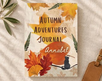 Personalised Autumn Journal, Custom Name Fall Notebook, Cosy Seasonal Diary, Autumn Gift for Her, Hardcover Lined or Blank Journal
