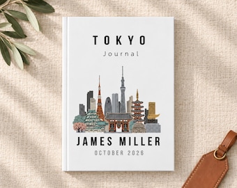 Tokyo Travel Journal | Personalized Japan Trip Diary Gift | A5 Hardcover Travel Notebook | Mount Fuji City Journal for Men & Women