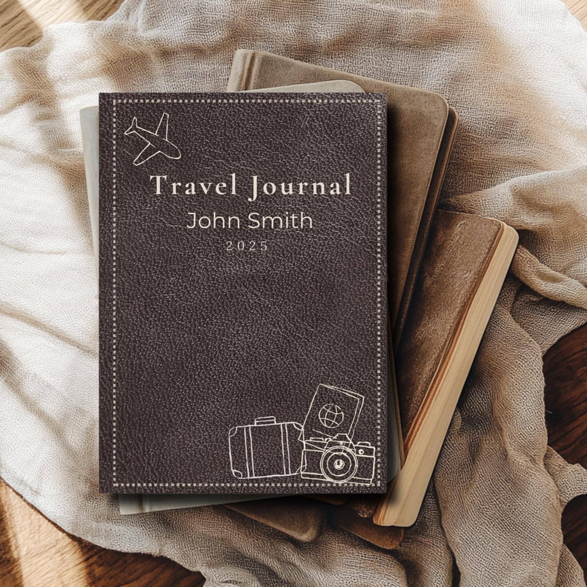 Personalized Travel Journal Faux Leather Look Print Cover With Custom ...