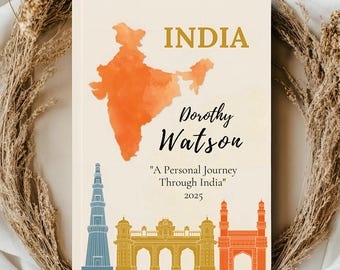 India Travel Journal Cute Unique Gift for Travelers Personalized Planner with Map Cover Family Vacation Notebook for Her Him Friend Student