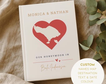 Personalized Honeymoon Journal Custom Names Destination Travel Memory Book Wedding Gift for Couple Romantic Keepsake Notebook for Trip