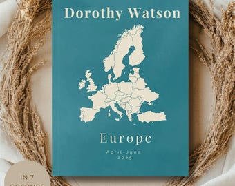 Personalized Europe Travel Journal 2025 Custom Vacation Diary, Honeymoon Keepsake, Watercolor Cover Memory Book Gift for Travelers Students