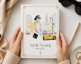 Personalized New York Travel Journal, Custom NYC Trip Notebook, Chic City Break Diary A5 Travel Gift for Her Friend Solo Traveling
