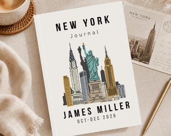 New York Travel Journal, Personalized USA Trip Diary Gift, A5 Hardcover  Notebook, Statue of Liberty City Journal for Men & Women