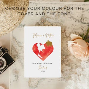 Thailand Karte Herz Journal, Flitterwochen Reisegeschenk, personalisiertes Hardcover-Tagebuch, Paare Hochzeit Notizbuch, Valentinstag benutzerdefinierte Notizblock,
