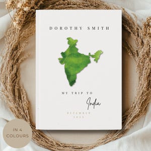 Indien Reisetagebuch Aquarell Karte Geschenk Personalisierter Reiseplaner Buch Minimalistisches ästhetisches Tagebuch für Freund Dauther Solo Reiseplaner