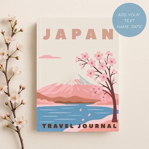 Japan Travel Journal Cherry Blossom Notebook with Mount Fuji Aesthetic Japanese Diary for Women Men Kawaii Gift Idea Travelers Student Gift