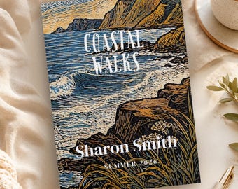 Personalised Coastal Walks Travel Journal, Custom Seaside Holiday Notebook, Hardcover Beach Trip Diary, Walking Adventure Gift