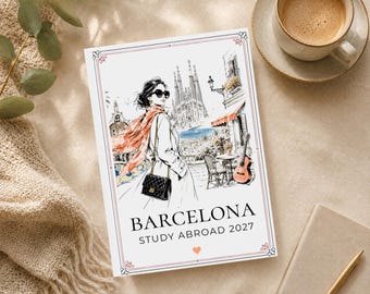 Personalised Barcelona Travel Journal, Spain Study Abroad Diary, Custom Name Hardback Notebook, Semester Abroad Gift for Student