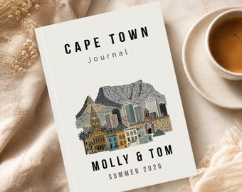 Cape Town Travel Journal Personalised Hardcover Notebook, South Africa Trip Diary, Table Mountain Vacation Gift, Custom Travel Memory Book