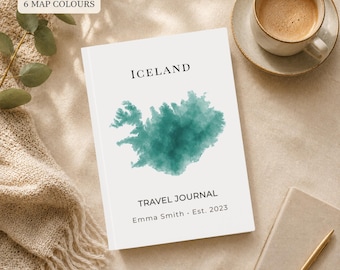 Iceland Travel Journal, Personalized Iceland Trip Notebook, Custom Travel Memory Book, Iceland Vacation Gift, Northern Lights Travel Gift