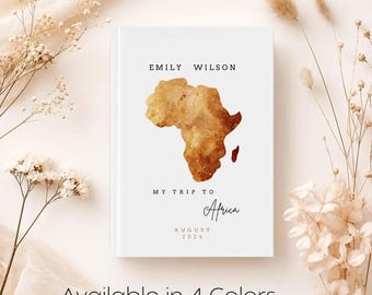 Personalised Africa Travel Journal Watercolour Notebook Travel Map Diary Custom Travel Planner Custom Journal Travel African Gift