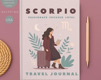 Personalised Scorpio Travel Journal US Only Hardcover Spiral Zodiac Notebook Gift for Adults and Kids Astrology Travel Diary for Her Friend
