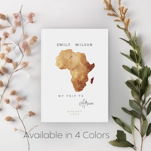 Personalisierte Afrika Reisejournal Aquarell Notizbuch Reise Karte Tagebuch Benutzerdefinierte Reiseplaner Benutzerdefinierte Journal Reise Afrikanisches Geschenk Zubehör