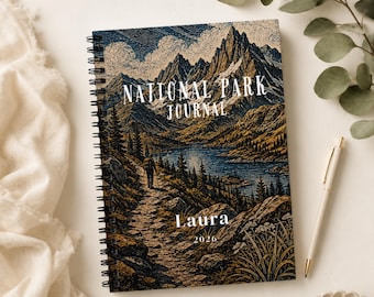 Personalized National Park Travel Journal Hiking Camping Adventure Notebook Custom Name Spiral Journal Outdoor Memory Book Gift for Traveler