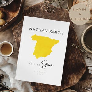 Carnet de voyage en Espagne - Conception de carte simple à l'aquarelle pour les voyages d'aventure, cadeau pour les amoureux de l'Espagne, les voyageurs, les étudiants, une année sabbatique, pour elle et lui