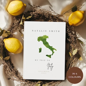 Carnet de voyage avec carte aquarelle de l'Italie pour ami, soeur, frère - lune de miel, aventure de voyage d'une année scénique, planificateur de vacances en famille - meilleur cadeau