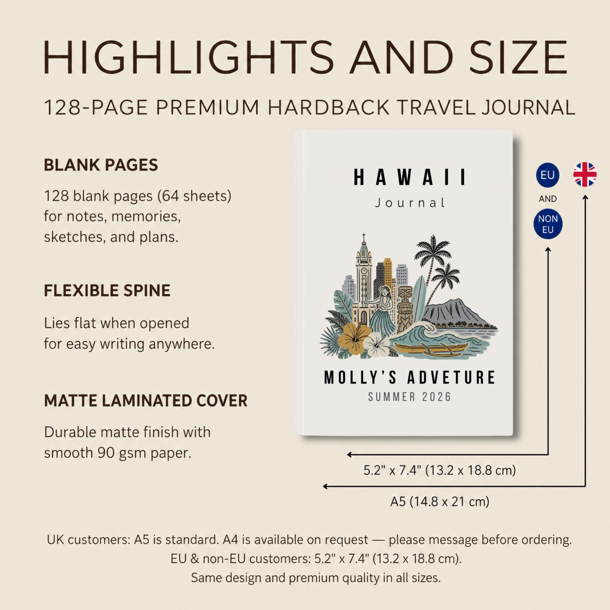 Hawaii Travel Journal Personalized | Custom Vacation Notebook | Hawaii ...