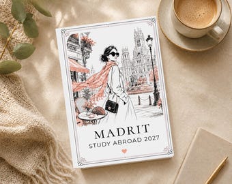 Personalised Madrid Study Abroad Journal – Custom Name Hardcover for a Semester in Spain, Travel Gift for Her Girl Friend Sister Daughter