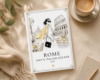 Personalised Rome Travel Journal, Italy Vacation Diary, Custom Name Hardcover Notebook, Italian Trip Keepsake, Travel Gift for Her Friend