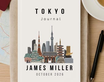 Reisverslag Tokio | Gepersonaliseerd Japan-reisdagboekcadeau | A5-reisnotitieboekje met harde kaft | Mount Fuji City-dagboek voor heren en dames