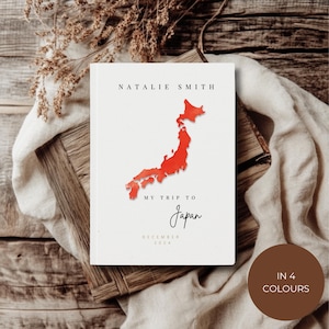 Japan Travel Journal - Watercolor Map Hard Backed, Personalised Gift for Adventurers, Students, Christmas & Anniversary Present, 3D Effect