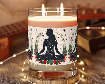 Scented Candle -Peace, Love, Meditation Digital Asanas-Open your heart to festive love- -Full Glass, 11oz