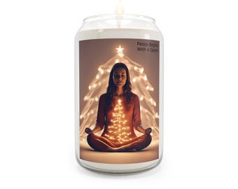 Personalized Soy Candle Holiday Glow with Mindful Design, Peace Begins With a Spark #DigitalAssanaHub