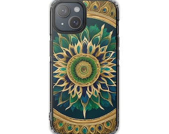 Magnetic Case #Premium Protection #Free shipping#Green Gold and Blue Mandala