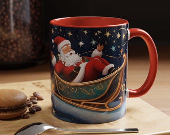 Santa Sleigh Boat Pose Mug - Festive Cheer Meets Mindfulness-Lead and BPA-free