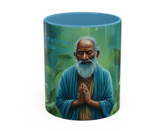 Perfect Sip Accent Mug I A Gentle Brew for a New You I Green Blue Tea Coffee Cup I Lead and BPA-free