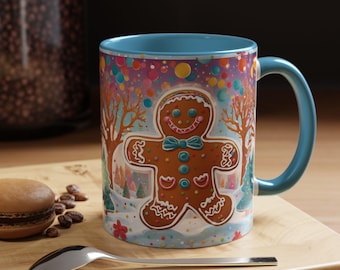 Festive Bliss: Gingerbread Man Warrior II Yoga Mug I Unique Design I Free shipping I Perfect for Gifting