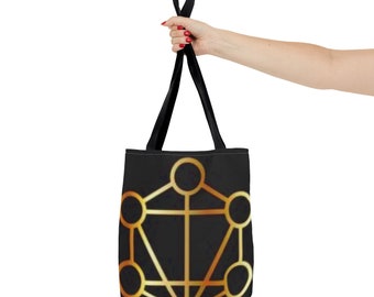 Tree of Life Tote Bag | Black and Gold | Carry the Wisdom of the Tree of Life  | Large Canvas Shopper | Custom Printed | Eco-Friendly