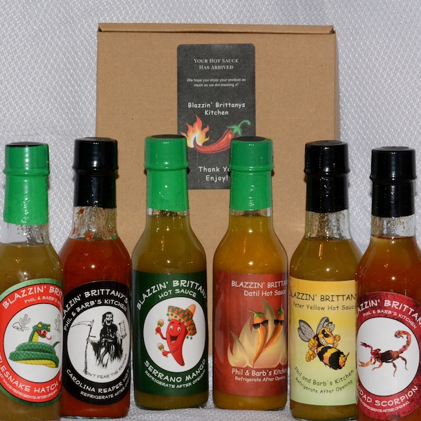 Blazzin Brittanys Gourmet Hot Sauces, fermented, home grown peppers, hot, gifts, food, chiles, carolina reaper, ghost pepper