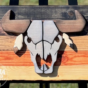 Bull Skull wood art