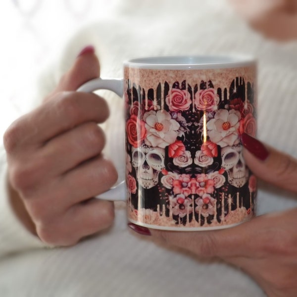 Mug skull, Mug personnalisé, mug gnome, love, mug lutin, Mug tête de mort, mug girly, cadeau de noël, tasse tête de mort, mug en céramique.