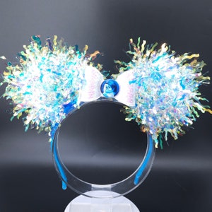 Noyau d&#39;oreille Tristesse à l&#39;envers Mémoire de Mickey Oreillette DisneyBound Tristesse à l&#39;envers Bandeau bleu et blanc irisé accessoire de parc cadeau pour elle