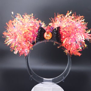 Anxiété à l&#39;envers Mickey oreillette à mémoire de forme DisneyBound Bandeau anxiété à l&#39;envers orange lumineux irisé accessoire de parc cadeau pour elle