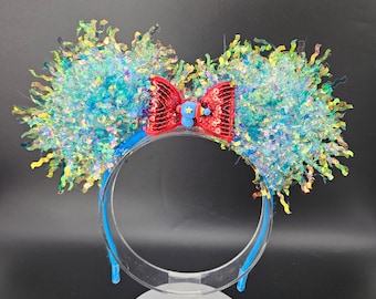 Orejas de guardabosques espacial: diadema iridiscente con luces de Toy Story y Mickey Mouse.