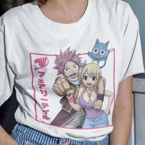 Fairy Tail Gray Fullbuster Juvia Lockser Anime Aesthetic Vaporwave Manga Otaku Unisex Heavy Cotton Tee