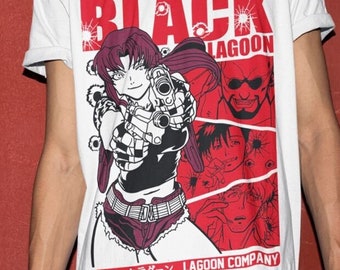 Unisex Black Lagoon Anime T-Shirt, Revy Grafik-T-Shirt Waifu Manga Shirt