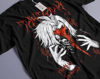 Camiseta unisex de manga de terror espeluznante para chica, camiseta gótica de anime oscuro, camiseta gótica de manga inactiva