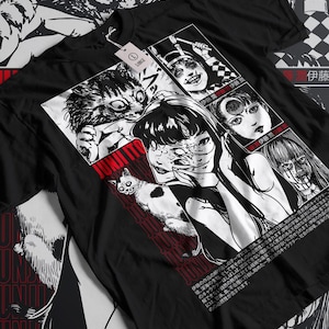 UNISEX - T-shirt Manga horror unisex, Ragazza inquietante, T-shirt gotica Manga, T-shirt gotica Anime oscura